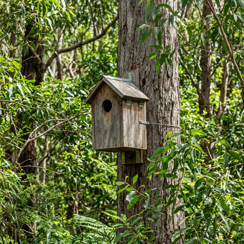 Animal nesting box installed as a humane alternative to a Brunswick West roof cavity